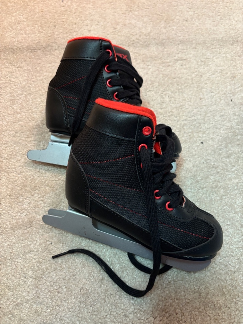 Kids Black and Red Ice Skates - Brand Unspecified